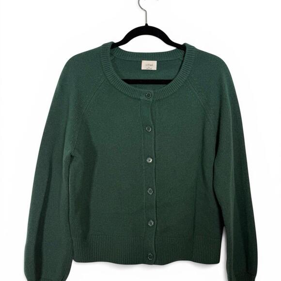 Aritzia Wilfred Wool Cashmere Cardigan Green Button Front Womens Medium Sweater - Picture 4 of 9